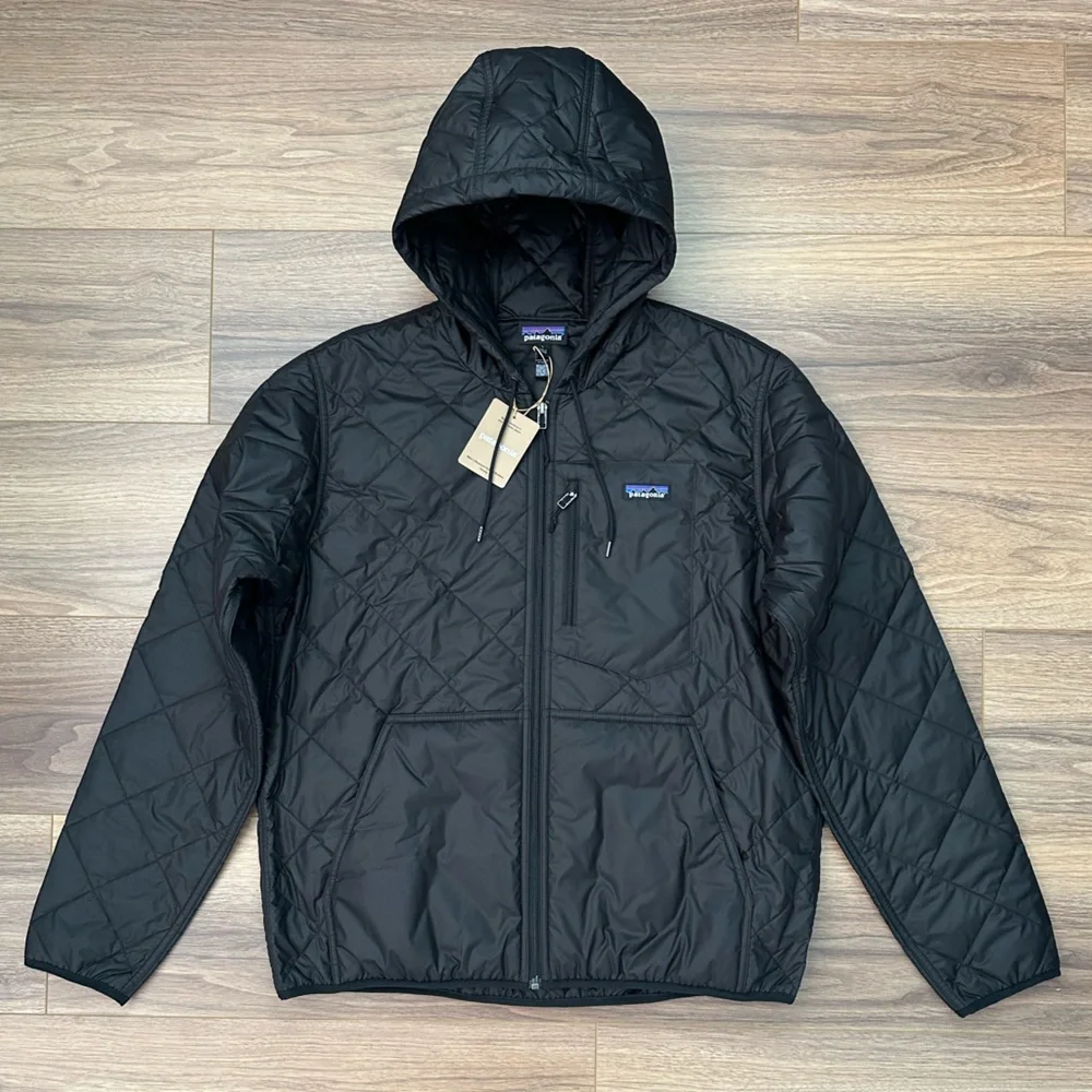 NEW Patagonia Men's Diamond Quilted Bomber Hoody in Black Size Large - Picture 2 of 15
